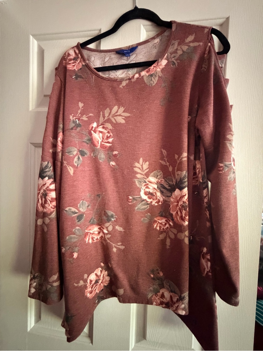 Apt. 9 Rose Brown Floral Cold-Shoulder Tunic